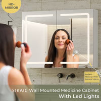 2 Doors LED Medicine Cabinet with Mirror White